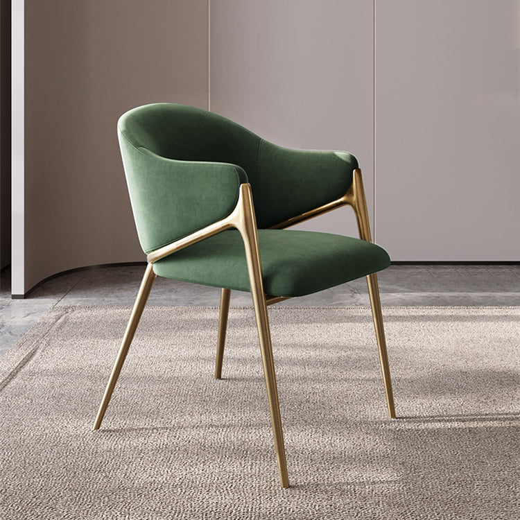 Metal Solid Back Arm Dining Chair Glam Chair for Dining Room