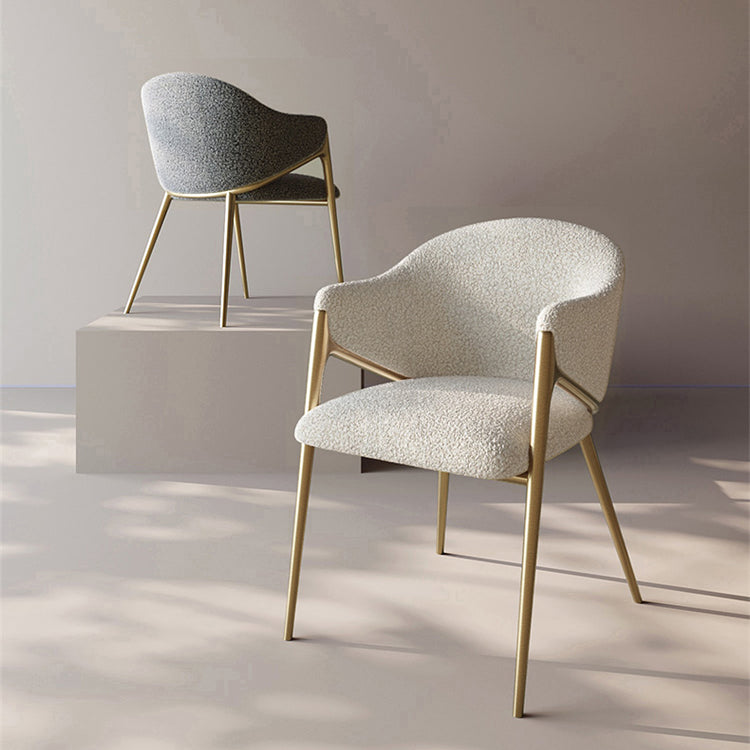 Metal Solid Back Arm Dining Chair Glam Chair for Dining Room