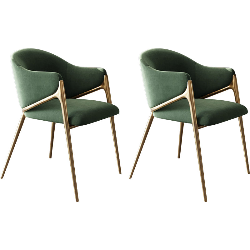 Metal Solid Back Arm Dining Chair Glam Chair for Dining Room