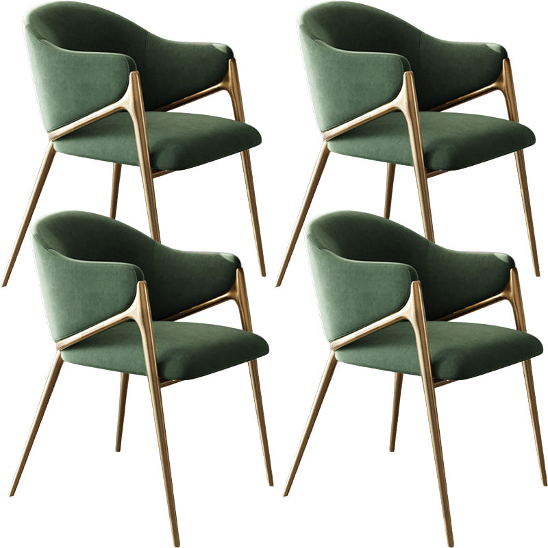 Metal Solid Back Arm Dining Chair Glam Chair for Dining Room
