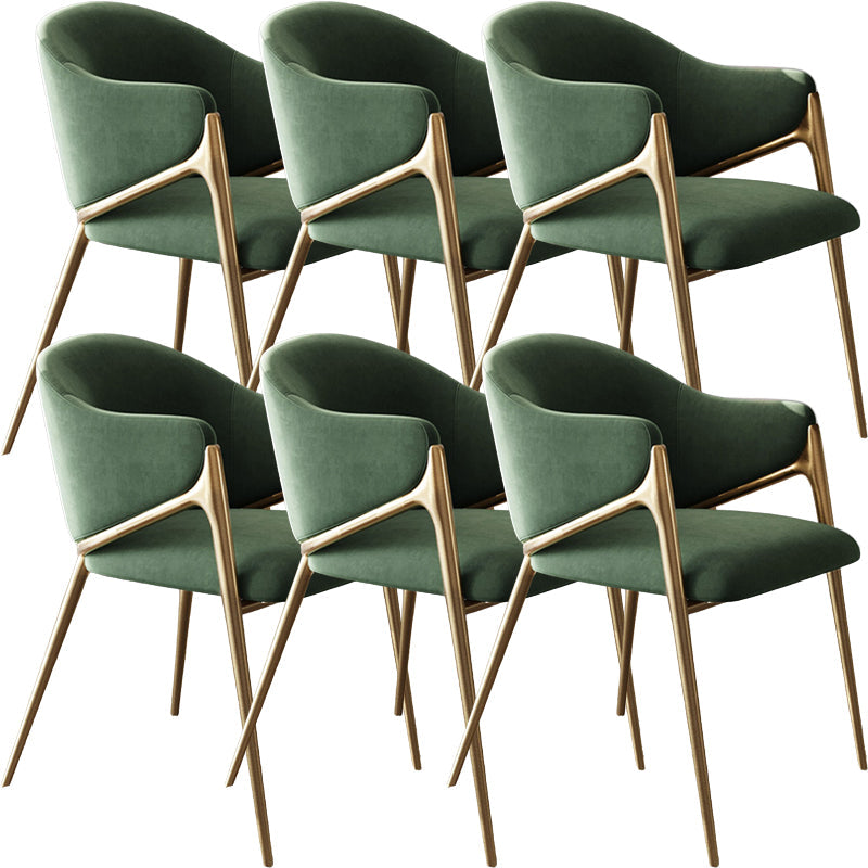 Metal Solid Back Arm Dining Chair Glam Chair for Dining Room