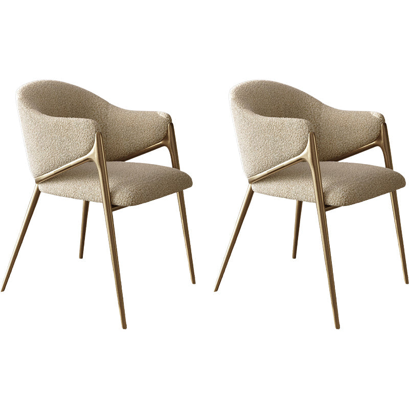 Metal Solid Back Arm Dining Chair Glam Chair for Dining Room