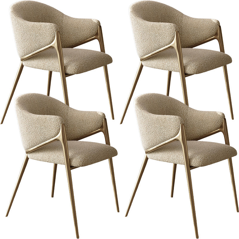 Metal Solid Back Arm Dining Chair Glam Chair for Dining Room