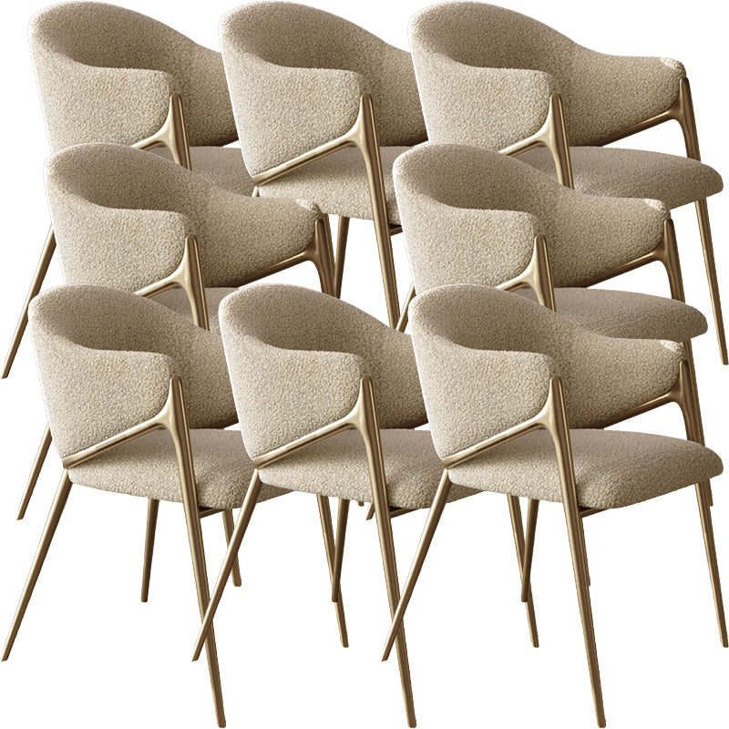 Metal Solid Back Arm Dining Chair Glam Chair for Dining Room