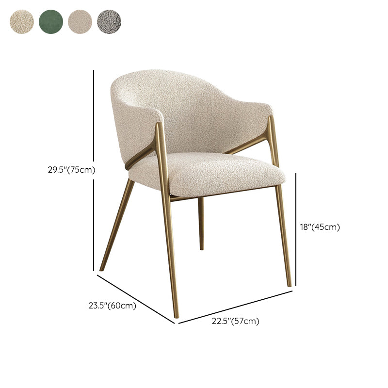 Metal Solid Back Arm Dining Chair Glam Chair for Dining Room