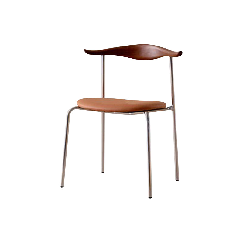 Metal Dining Chair Wooden Simplified Side Chair for Dining Room Walnut 1 Piece Clearhalo 'Dining Chairs' 'Dining Tables & Seating' 'dining_chair' 'furn' 'furn_dining_chair' 'Furniture' 'Kitchen & Dining Furniture' 7604885