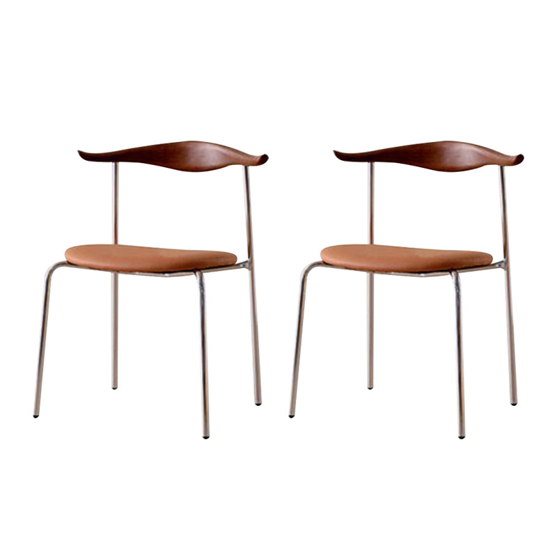 Metal Dining Chair Wooden Simplified Side Chair for Dining Room Walnut 2 Piece Set Clearhalo 'Dining Chairs' 'Dining Tables & Seating' 'dining_chair' 'furn' 'furn_dining_chair' 'Furniture' 'Kitchen & Dining Furniture' 7604886