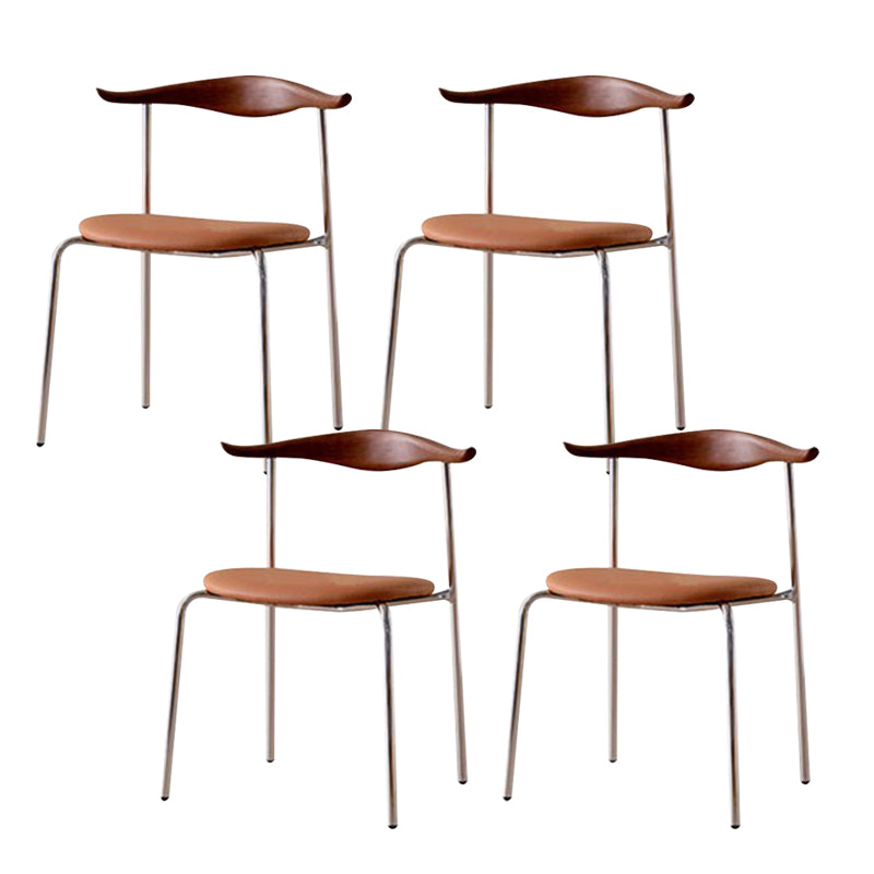 Metal Dining Chair Wooden Simplified Side Chair for Dining Room Walnut 4 Piece Set Clearhalo 'Dining Chairs' 'Dining Tables & Seating' 'dining_chair' 'furn' 'furn_dining_chair' 'Furniture' 'Kitchen & Dining Furniture' 7604888