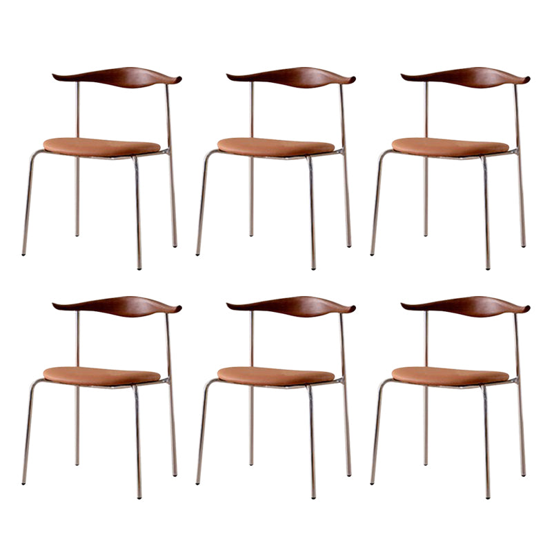 Metal Dining Chair Wooden Simplified Side Chair for Dining Room Walnut 6 Piece Set Clearhalo 'Dining Chairs' 'Dining Tables & Seating' 'dining_chair' 'furn' 'furn_dining_chair' 'Furniture' 'Kitchen & Dining Furniture' 7604890