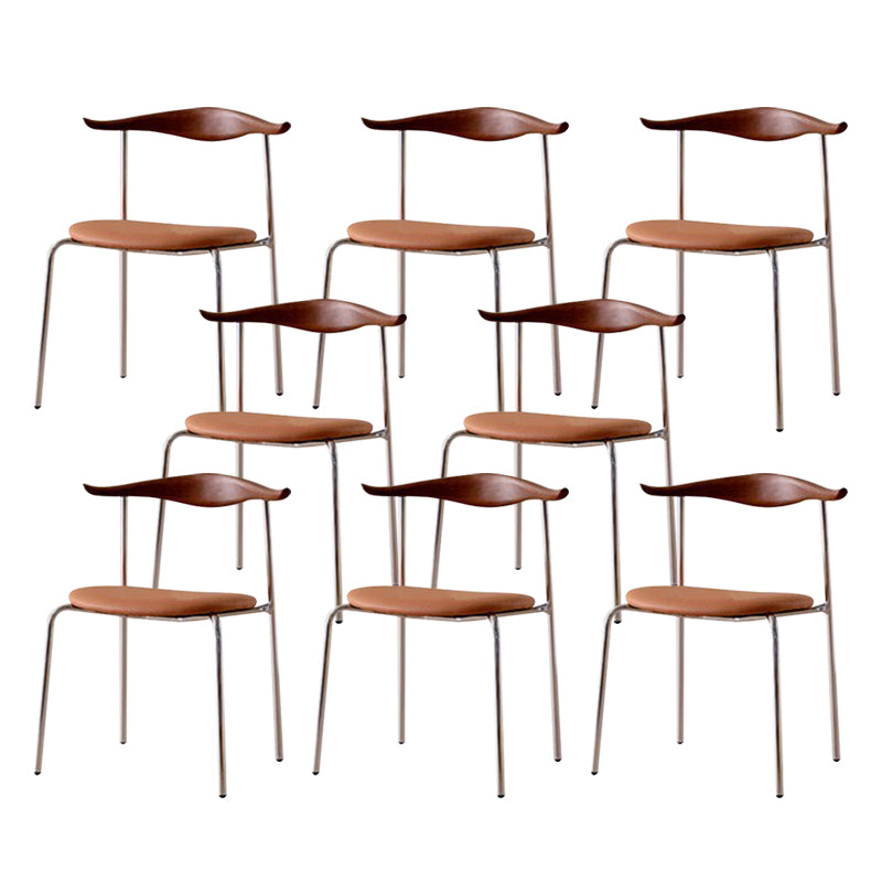 Metal Dining Chair Wooden Simplified Side Chair for Dining Room Walnut 8 Piece Set Clearhalo 'Dining Chairs' 'Dining Tables & Seating' 'dining_chair' 'furn' 'furn_dining_chair' 'Furniture' 'Kitchen & Dining Furniture' 7604893