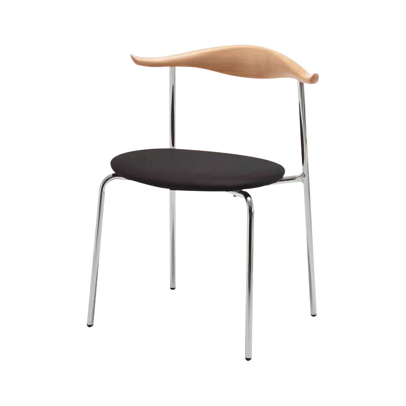 Metal Dining Chair Wooden Simplified Side Chair for Dining Room Natural Wood Black 1 Piece Clearhalo 'Dining Chairs' 'Dining Tables & Seating' 'dining_chair' 'furn' 'furn_dining_chair' 'Furniture' 'Kitchen & Dining Furniture' 7604894