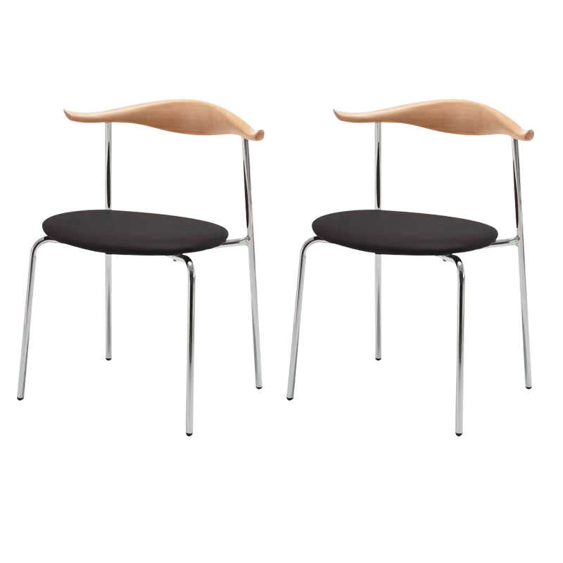 Metal Dining Chair Wooden Simplified Side Chair for Dining Room Natural Wood Black 2 Piece Set Clearhalo 'Dining Chairs' 'Dining Tables & Seating' 'dining_chair' 'furn' 'furn_dining_chair' 'Furniture' 'Kitchen & Dining Furniture' 7604897