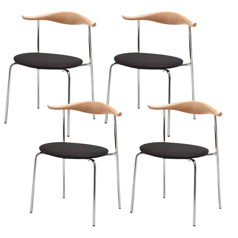 Metal Dining Chair Wooden Simplified Side Chair for Dining Room Natural Wood Black 4 Piece Set Clearhalo 'Dining Chairs' 'Dining Tables & Seating' 'dining_chair' 'furn' 'furn_dining_chair' 'Furniture' 'Kitchen & Dining Furniture' 7604899