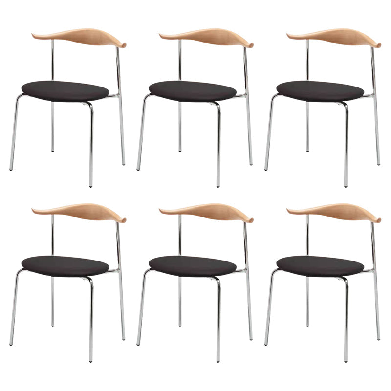 Metal Dining Chair Wooden Simplified Side Chair for Dining Room Natural Wood Black 6 Piece Set Clearhalo 'Dining Chairs' 'Dining Tables & Seating' 'dining_chair' 'furn' 'furn_dining_chair' 'Furniture' 'Kitchen & Dining Furniture' 7604900