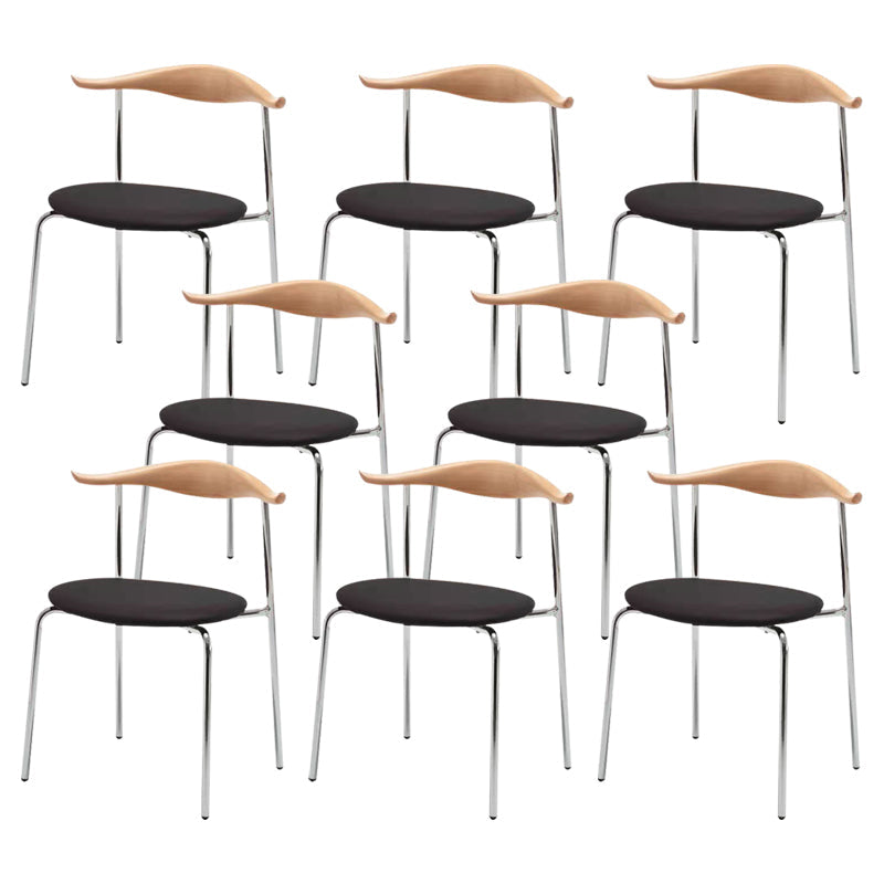 Metal Dining Chair Wooden Simplified Side Chair for Dining Room Natural Wood Black 8 Piece Set Clearhalo 'Dining Chairs' 'Dining Tables & Seating' 'dining_chair' 'furn' 'furn_dining_chair' 'Furniture' 'Kitchen & Dining Furniture' 7604902