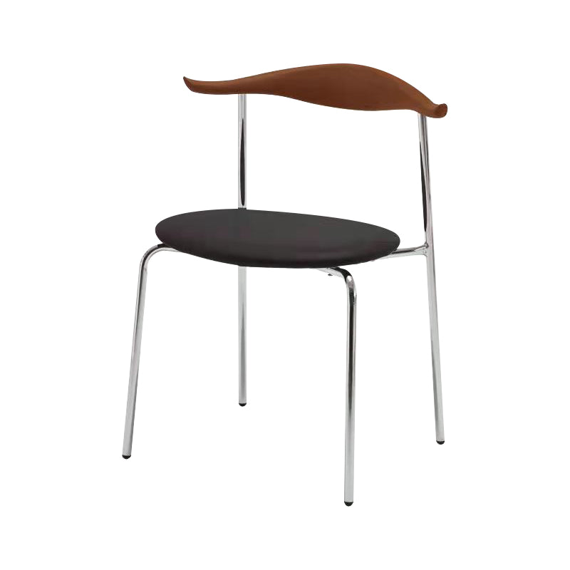 Metal Dining Chair Wooden Simplified Side Chair for Dining Room Walnut+Black 1 Piece Clearhalo 'Dining Chairs' 'Dining Tables & Seating' 'dining_chair' 'furn' 'furn_dining_chair' 'Furniture' 'Kitchen & Dining Furniture' 7604903