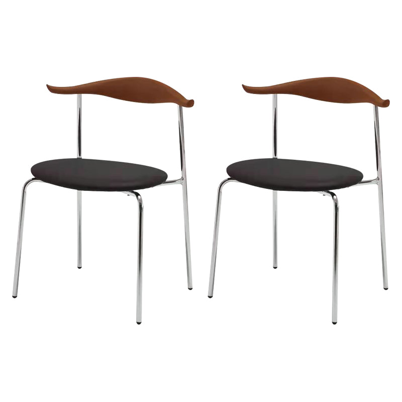 Metal Dining Chair Wooden Simplified Side Chair for Dining Room Walnut+Black 2 Piece Set Clearhalo 'Dining Chairs' 'Dining Tables & Seating' 'dining_chair' 'furn' 'furn_dining_chair' 'Furniture' 'Kitchen & Dining Furniture' 7604904