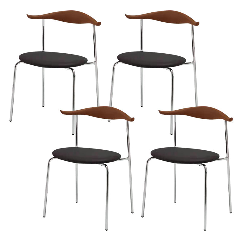 Metal Dining Chair Wooden Simplified Side Chair for Dining Room Walnut+Black 4 Piece Set Clearhalo 'Dining Chairs' 'Dining Tables & Seating' 'dining_chair' 'furn' 'furn_dining_chair' 'Furniture' 'Kitchen & Dining Furniture' 7604905