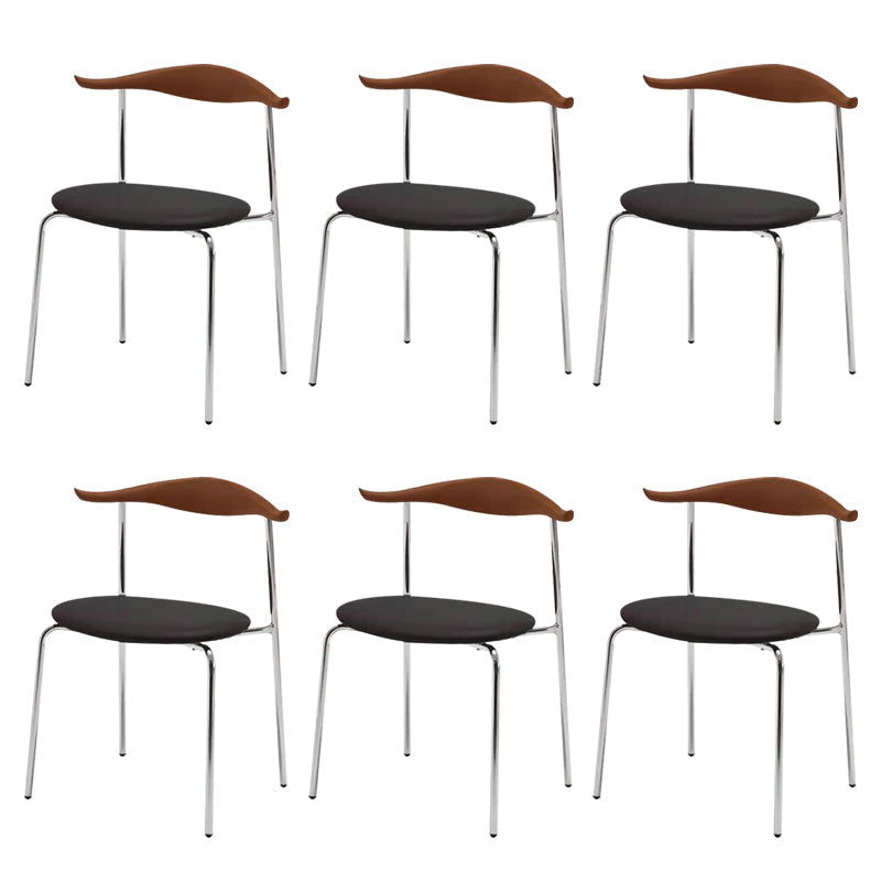 Metal Dining Chair Wooden Simplified Side Chair for Dining Room Walnut+Black 6 Piece Set Clearhalo 'Dining Chairs' 'Dining Tables & Seating' 'dining_chair' 'furn' 'furn_dining_chair' 'Furniture' 'Kitchen & Dining Furniture' 7604906