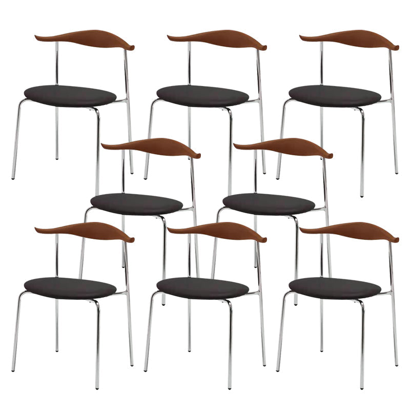 Metal Dining Chair Wooden Simplified Side Chair for Dining Room Walnut+Black 8 Piece Set Clearhalo 'Dining Chairs' 'Dining Tables & Seating' 'dining_chair' 'furn' 'furn_dining_chair' 'Furniture' 'Kitchen & Dining Furniture' 7604907