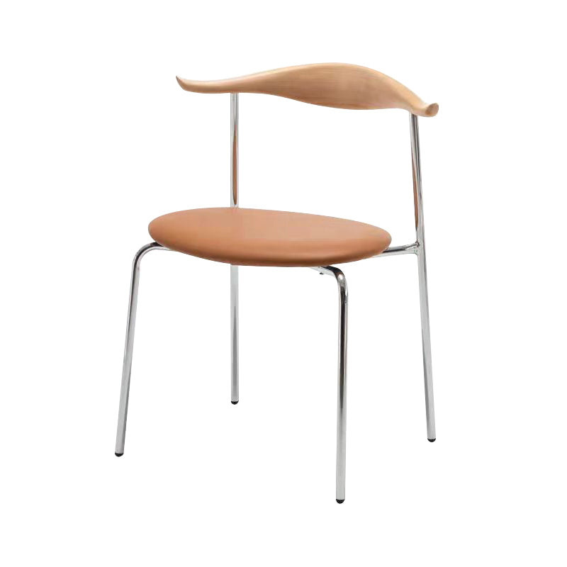 Metal Dining Chair Wooden Simplified Side Chair for Dining Room Natural Wood Brown 1 Piece Clearhalo 'Dining Chairs' 'Dining Tables & Seating' 'dining_chair' 'furn' 'furn_dining_chair' 'Furniture' 'Kitchen & Dining Furniture' 7604908