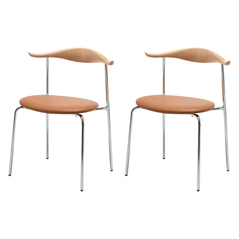 Metal Dining Chair Wooden Simplified Side Chair for Dining Room Natural Wood Brown 2 Piece Set Clearhalo 'Dining Chairs' 'Dining Tables & Seating' 'dining_chair' 'furn' 'furn_dining_chair' 'Furniture' 'Kitchen & Dining Furniture' 7604909