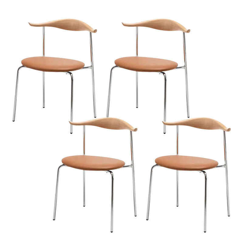 Metal Dining Chair Wooden Simplified Side Chair for Dining Room Natural Wood Brown 4 Piece Set Clearhalo 'Dining Chairs' 'Dining Tables & Seating' 'dining_chair' 'furn' 'furn_dining_chair' 'Furniture' 'Kitchen & Dining Furniture' 7604910