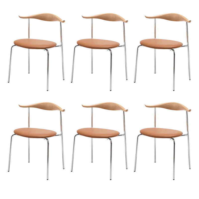 Metal Dining Chair Wooden Simplified Side Chair for Dining Room Natural Wood Brown 6 Piece Set Clearhalo 'Dining Chairs' 'Dining Tables & Seating' 'dining_chair' 'furn' 'furn_dining_chair' 'Furniture' 'Kitchen & Dining Furniture' 7604911