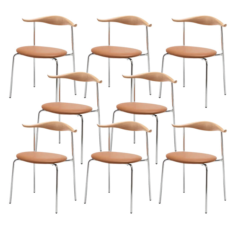 Metal Dining Chair Wooden Simplified Side Chair for Dining Room Natural Wood Brown 8 Piece Set Clearhalo 'Dining Chairs' 'Dining Tables & Seating' 'dining_chair' 'furn' 'furn_dining_chair' 'Furniture' 'Kitchen & Dining Furniture' 7604912