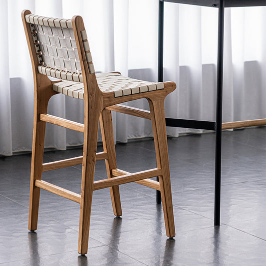 Contemporary 37" Height Solid Wood Backrest Counter High Stool