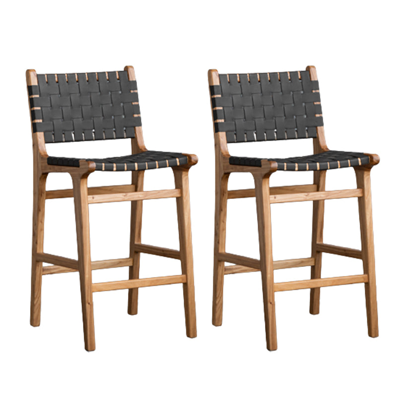 Contemporary 37" Height Solid Wood Backrest Counter High Stool Black 2 Piece Set Clearhalo 'Bar Furniture' 'Bar Stools' 'bar_stools' 'furn' 'furn_bar_stools' 'Furniture' 'Kitchen & Dining Furniture' 7605032