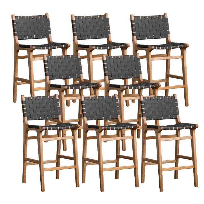 Contemporary 37" Height Solid Wood Backrest Counter High Stool Black 8 Piece Set Clearhalo 'Bar Furniture' 'Bar Stools' 'bar_stools' 'furn' 'furn_bar_stools' 'Furniture' 'Kitchen & Dining Furniture' 7605035