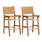 Contemporary 37" Height Solid Wood Backrest Counter High Stool Brown 2 Piece Set Clearhalo 'Bar Furniture' 'Bar Stools' 'bar_stools' 'furn' 'furn_bar_stools' 'Furniture' 'Kitchen & Dining Furniture' 7605037