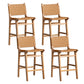 Contemporary 37" Height Solid Wood Backrest Counter High Stool Brown 4 Piece Set Clearhalo 'Bar Furniture' 'Bar Stools' 'bar_stools' 'furn' 'furn_bar_stools' 'Furniture' 'Kitchen & Dining Furniture' 7605038