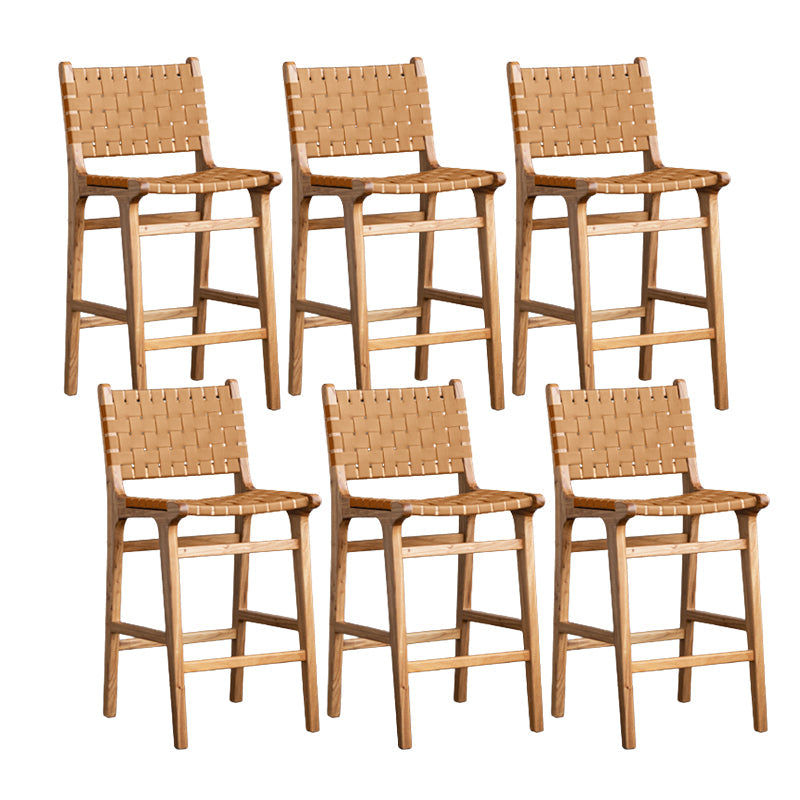 Contemporary 37" Height Solid Wood Backrest Counter High Stool Brown 6 Piece Set Clearhalo 'Bar Furniture' 'Bar Stools' 'bar_stools' 'furn' 'furn_bar_stools' 'Furniture' 'Kitchen & Dining Furniture' 7605039