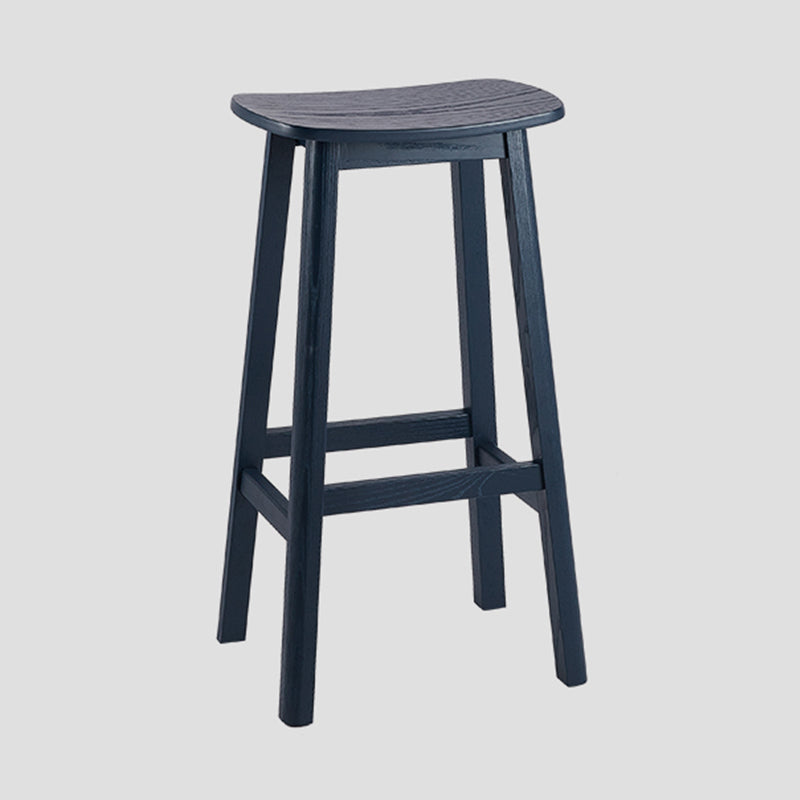 Contemporary 30" Height Solid Wood Backrest Counter High Stool with 4 Legs Navy 1 Piece Clearhalo 'Bar Furniture' 'Bar Stools' 'bar_stools' 'furn' 'furn_bar_stools' 'Furniture' 'Kitchen & Dining Furniture' 7605043