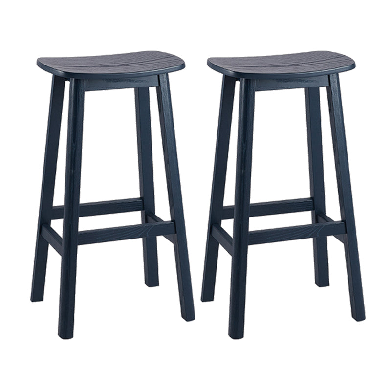 Contemporary 30" Height Solid Wood Backrest Counter High Stool with 4 Legs Navy 2 Piece Set Clearhalo 'Bar Furniture' 'Bar Stools' 'bar_stools' 'furn' 'furn_bar_stools' 'Furniture' 'Kitchen & Dining Furniture' 7605044