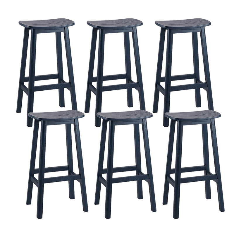 Contemporary 30" Height Solid Wood Backrest Counter High Stool with 4 Legs Navy 6 Piece Set Clearhalo 'Bar Furniture' 'Bar Stools' 'bar_stools' 'furn' 'furn_bar_stools' 'Furniture' 'Kitchen & Dining Furniture' 7605049