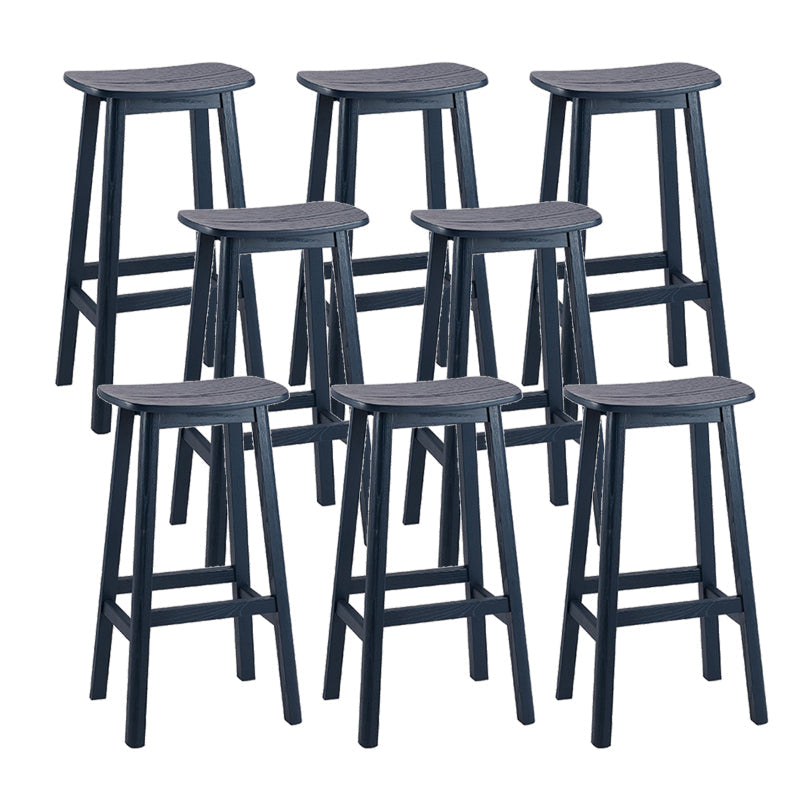 Contemporary 30" Height Solid Wood Backrest Counter High Stool with 4 Legs Navy 8 Piece Set Clearhalo 'Bar Furniture' 'Bar Stools' 'bar_stools' 'furn' 'furn_bar_stools' 'Furniture' 'Kitchen & Dining Furniture' 7605050