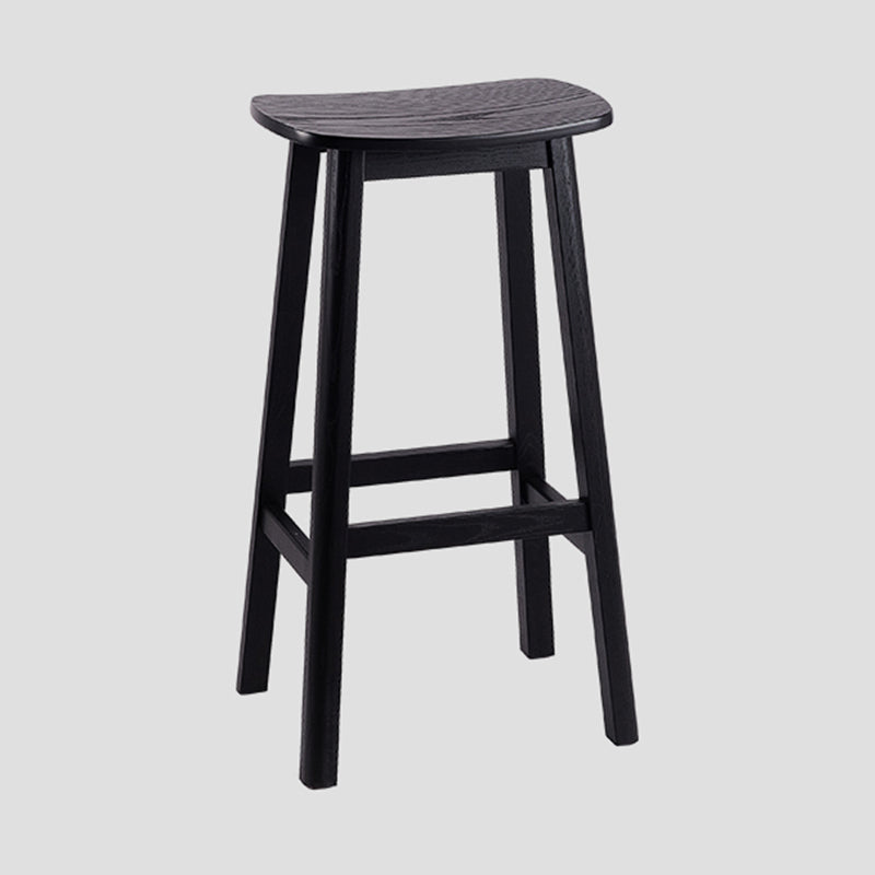 Contemporary 30" Height Solid Wood Backrest Counter High Stool with 4 Legs Black 1 Piece Clearhalo 'Bar Furniture' 'Bar Stools' 'bar_stools' 'furn' 'furn_bar_stools' 'Furniture' 'Kitchen & Dining Furniture' 7605052