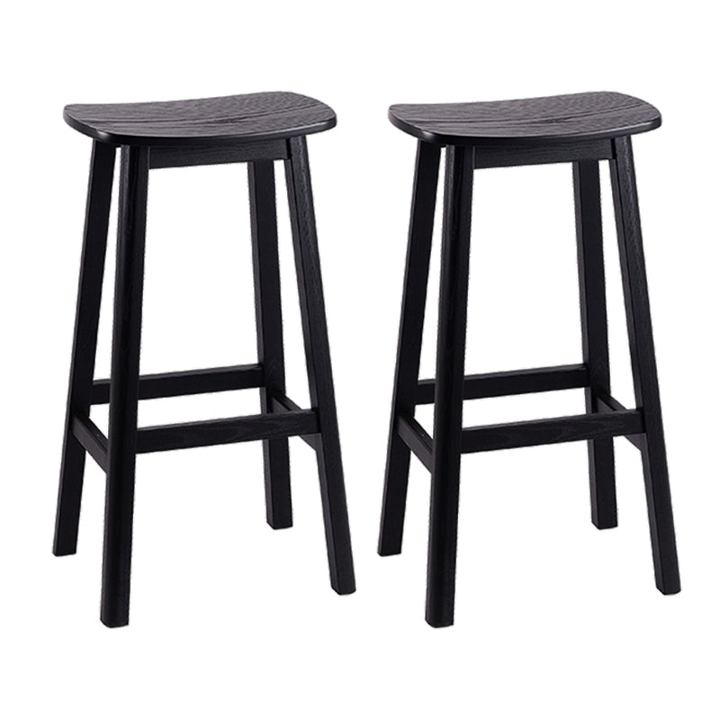 Contemporary 30" Height Solid Wood Backrest Counter High Stool with 4 Legs Black 2 Piece Set Clearhalo 'Bar Furniture' 'Bar Stools' 'bar_stools' 'furn' 'furn_bar_stools' 'Furniture' 'Kitchen & Dining Furniture' 7605054