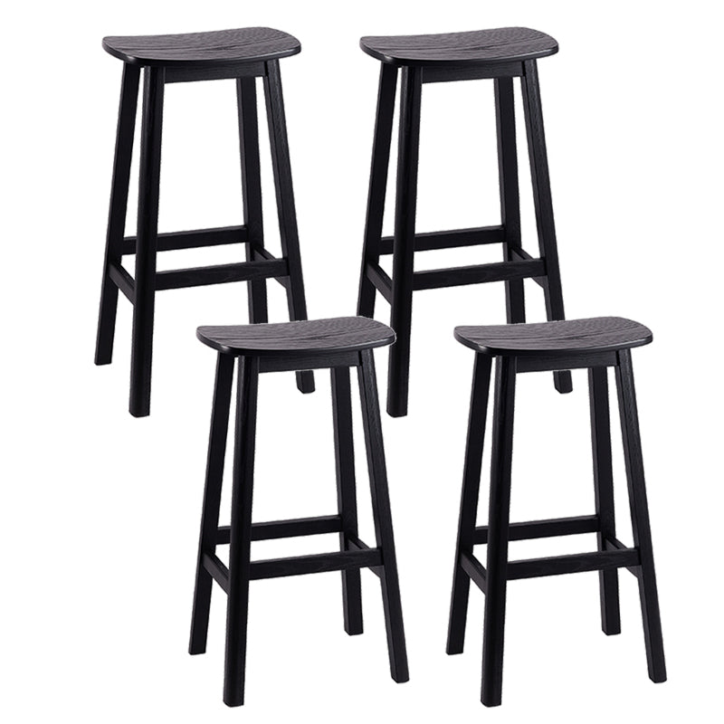 Contemporary 30" Height Solid Wood Backrest Counter High Stool with 4 Legs Black 4 Piece Set Clearhalo 'Bar Furniture' 'Bar Stools' 'bar_stools' 'furn' 'furn_bar_stools' 'Furniture' 'Kitchen & Dining Furniture' 7605057