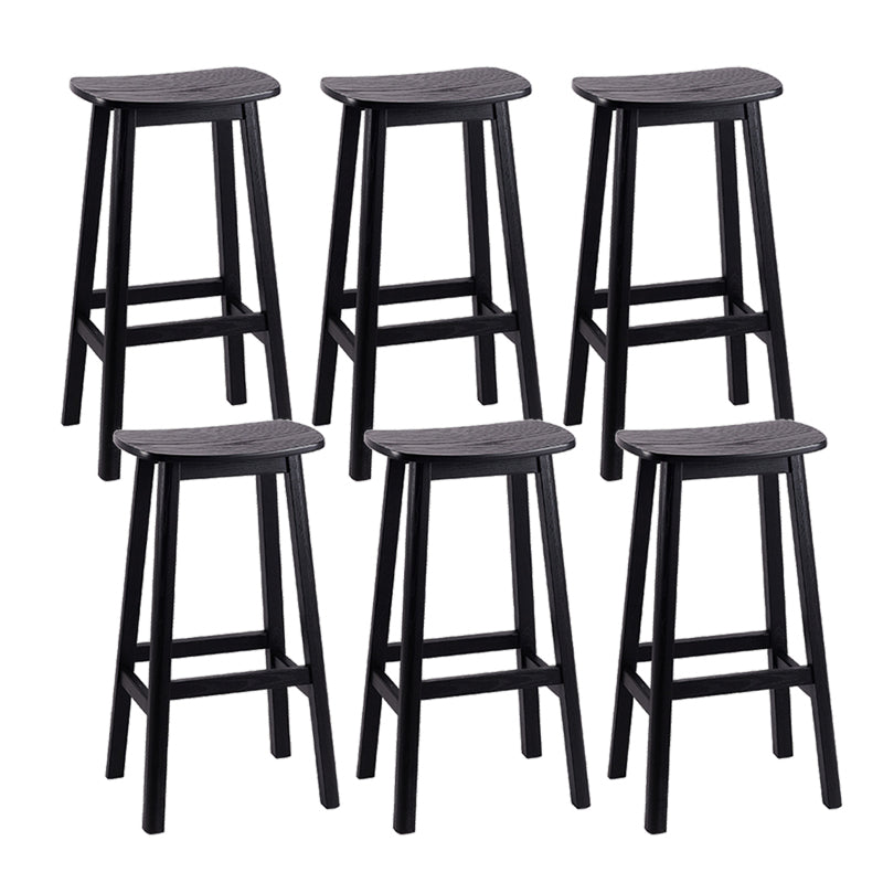 Contemporary 30" Height Solid Wood Backrest Counter High Stool with 4 Legs Black 6 Piece Set Clearhalo 'Bar Furniture' 'Bar Stools' 'bar_stools' 'furn' 'furn_bar_stools' 'Furniture' 'Kitchen & Dining Furniture' 7605058