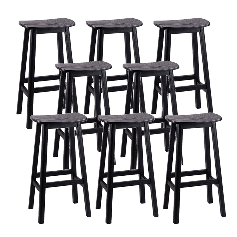 Contemporary 30" Height Solid Wood Backrest Counter High Stool with 4 Legs Black 8 Piece Set Clearhalo 'Bar Furniture' 'Bar Stools' 'bar_stools' 'furn' 'furn_bar_stools' 'Furniture' 'Kitchen & Dining Furniture' 7605061