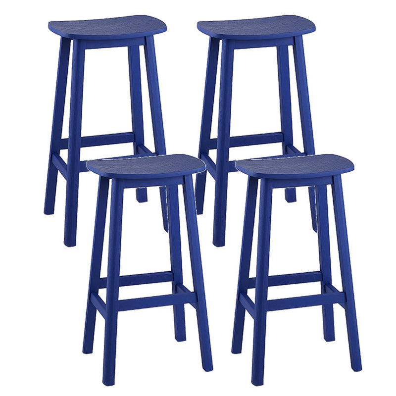 Contemporary 30" Height Solid Wood Backrest Counter High Stool with 4 Legs Blue 4 Piece Set Clearhalo 'Bar Furniture' 'Bar Stools' 'bar_stools' 'furn' 'furn_bar_stools' 'Furniture' 'Kitchen & Dining Furniture' 7605064