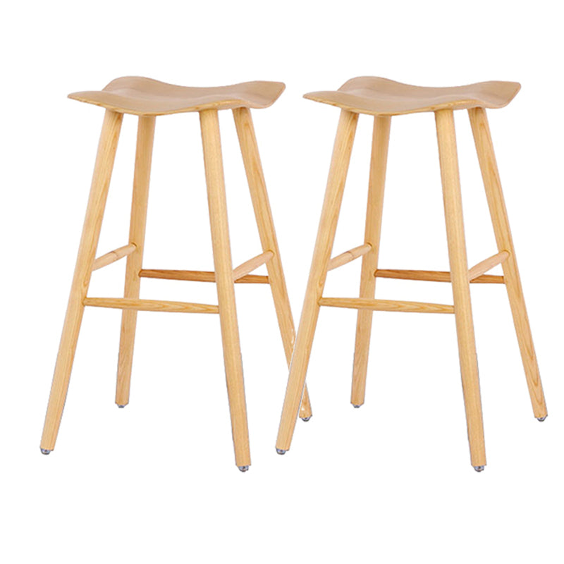 Contemporary 27.5-inch Ash Solid Wood Bar Stool with Footrest Natural 2 Piece Set Clearhalo 'Bar Furniture' 'Bar Stools' 'bar_stools' 'furn' 'furn_bar_stools' 'Furniture' 'Kitchen & Dining Furniture' 7605069