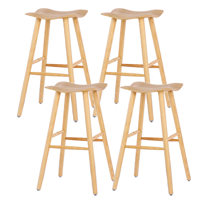 Contemporary 27.5-inch Ash Solid Wood Bar Stool with Footrest Natural 4 Piece Set Clearhalo 'Bar Furniture' 'Bar Stools' 'bar_stools' 'furn' 'furn_bar_stools' 'Furniture' 'Kitchen & Dining Furniture' 7605071