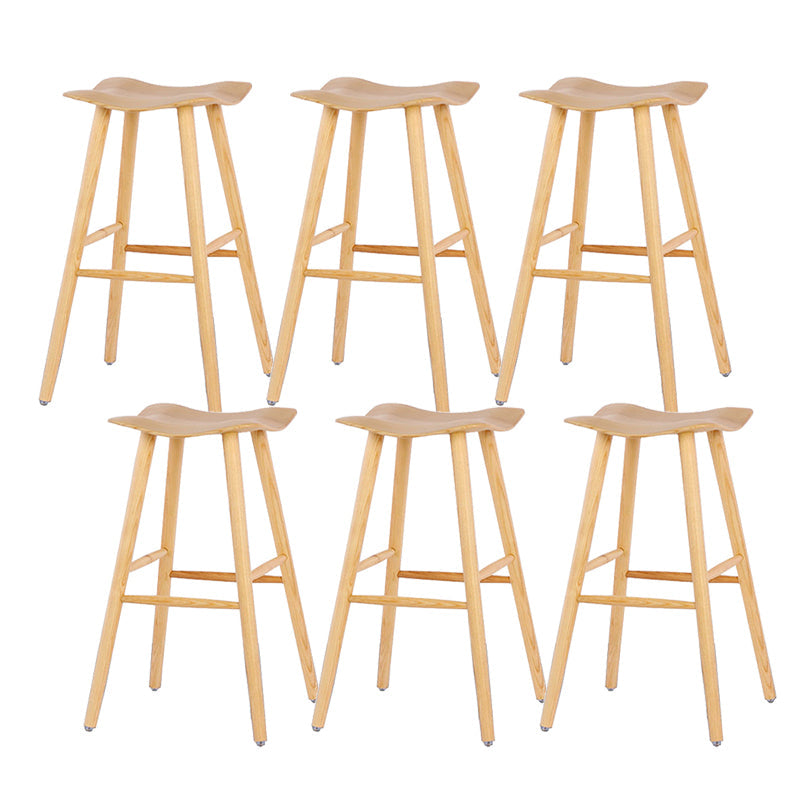 Contemporary 27.5-inch Ash Solid Wood Bar Stool with Footrest Natural 6 Piece Set Clearhalo 'Bar Furniture' 'Bar Stools' 'bar_stools' 'furn' 'furn_bar_stools' 'Furniture' 'Kitchen & Dining Furniture' 7605072