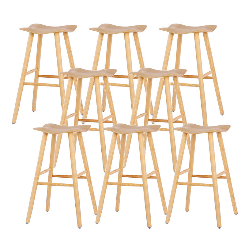 Contemporary 27.5-inch Ash Solid Wood Bar Stool with Footrest Natural 8 Piece Set Clearhalo 'Bar Furniture' 'Bar Stools' 'bar_stools' 'furn' 'furn_bar_stools' 'Furniture' 'Kitchen & Dining Furniture' 7605074