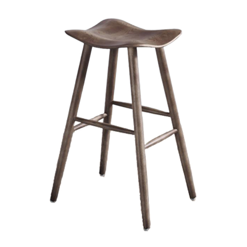 Contemporary 27.5-inch Ash Solid Wood Bar Stool with Footrest Clearhalo 'Bar Furniture' 'Bar Stools' 'bar_stools' 'furn' 'furn_bar_stools' 'Furniture' 'Kitchen & Dining Furniture' 7605075
